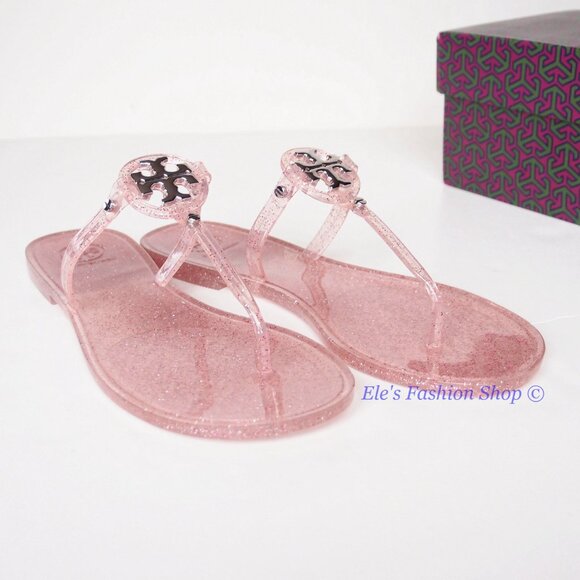 NIB Tory Burch Jelly Mini Miller Sandal Pink Love Silver HW US 7 AUTHENTIC - Picture 10 of 16